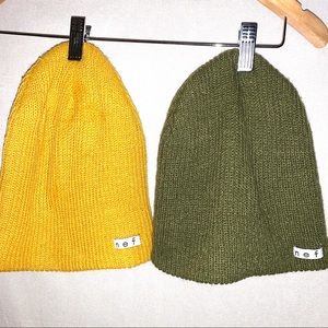 NWOT Neff Beanies Unisex mustard yellow &olive